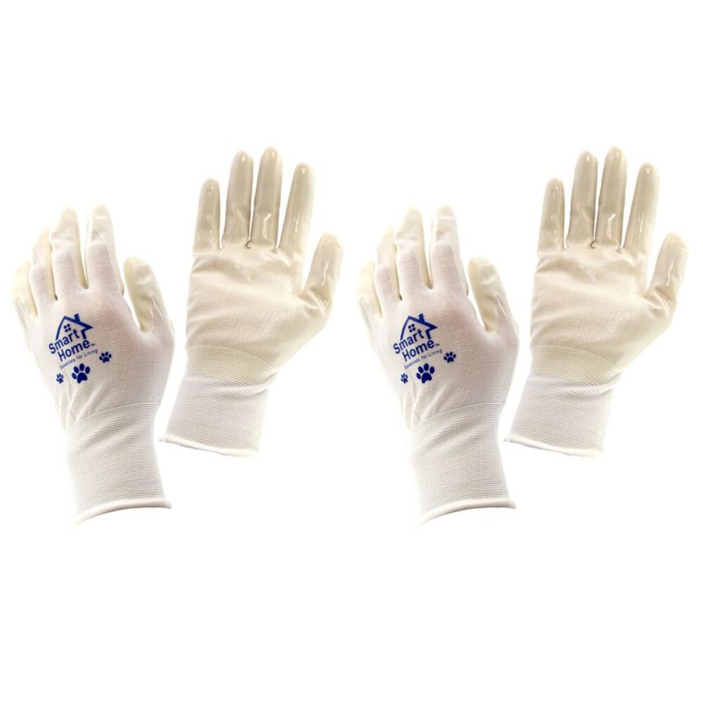 Smart Home Pet Hair Removal & Cleaning Gloves in White, 2 Pairs